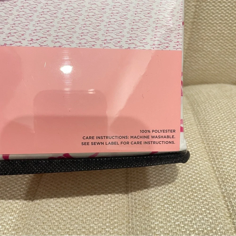 NEW Juicy Couture Full Sheet‎ Set Pink White Bow Heart Print 4 Piece Bedding